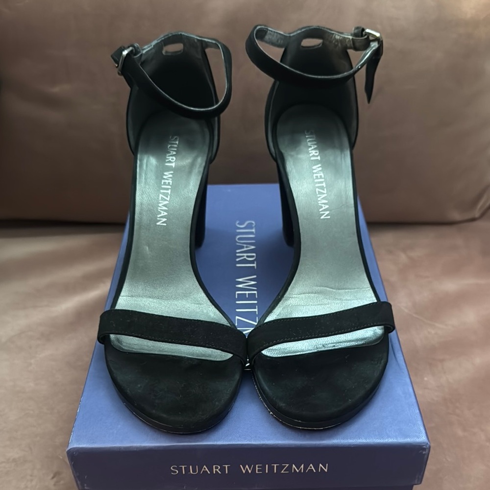 Stuart Weitzman Black Suede Nearly Nude  Heels size 8